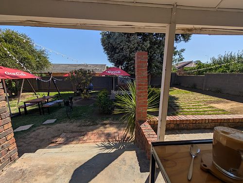 Outside at Iindulge Coffee in Maseru