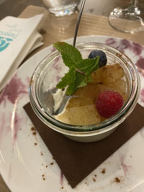 Vegan panna cotta  at Pangeia By The Sea in Nazare