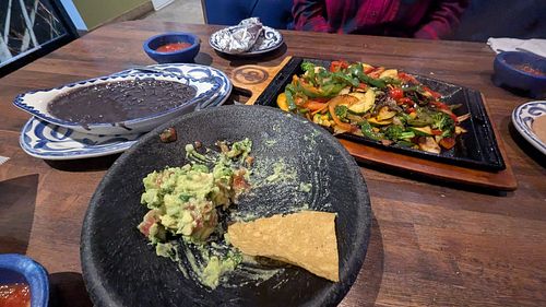 Guac blackbeans vegan fajitas at Rio Grande Kitchen & Cantina in Oak Ridge