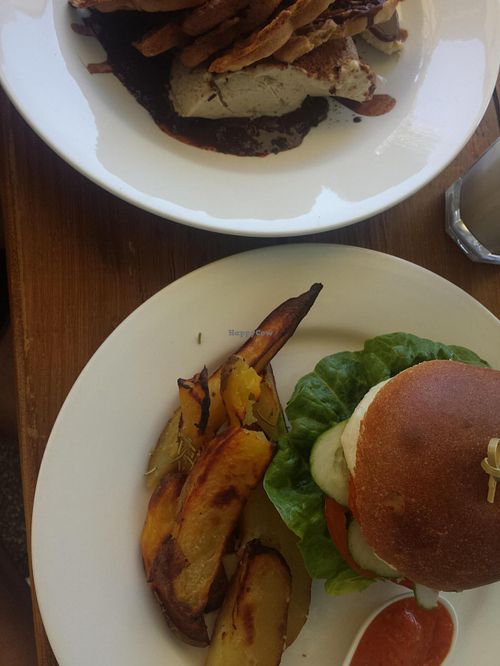 burger and waffles at Ground Organics in Mooloolaba