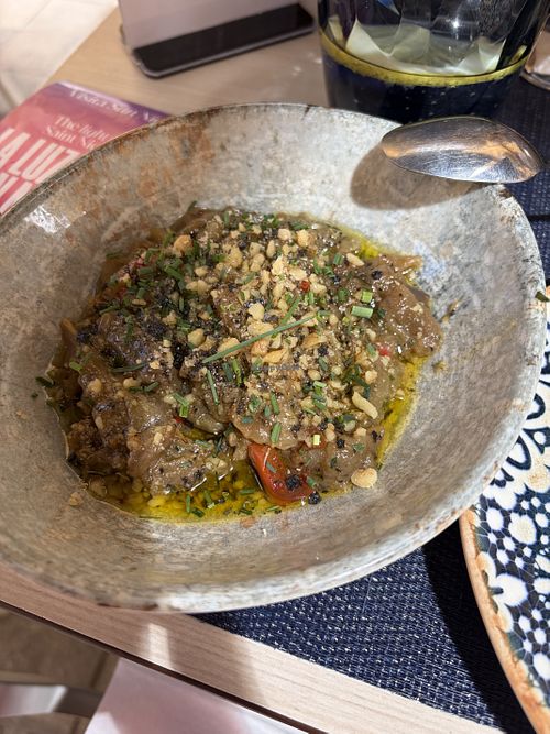 Aubergine dip  at Kuzina in Valencia