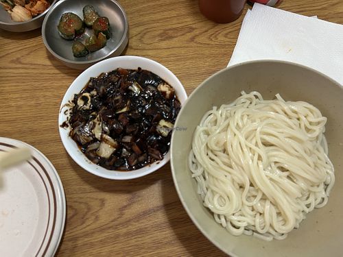 Jjajangmyeon made vegan #63 on menu  at Happy House in Augusta