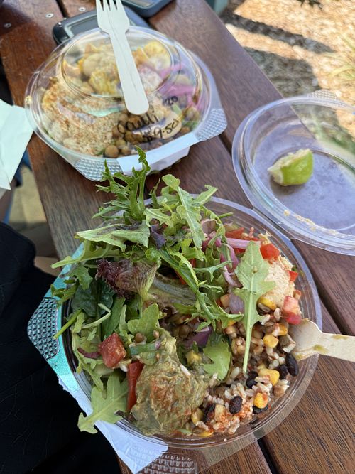 Mexican beans and rice, cauli and chickpeas  at Causley Fresh Deli in Yamba