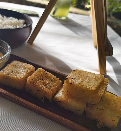 Ugali fries (please note the sauce is not vegan, I did not know if came with sauce. Ask for an alternative) #Veganuary at Fahari Off The Grid in Zanzibar