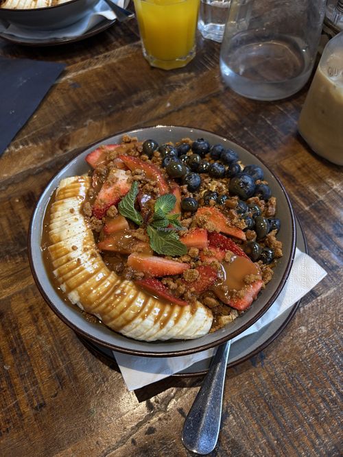 Vegan granola biscoff bowl  at Rockello in Castleford