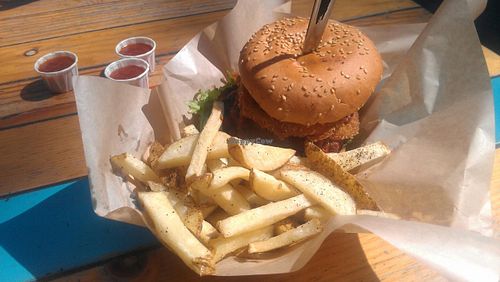 chili burger at Veggie Smalls in Tijuana, Mexico at Veggie Smalls in Tijuana