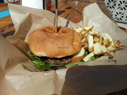 Guacamole burger at Veggie Smalls in Tijuana
