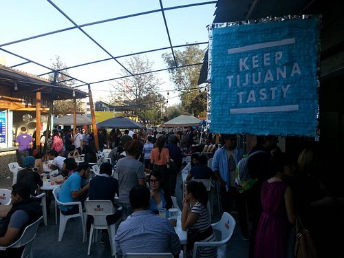 Food court by day at Veggie Smalls in Tijuana