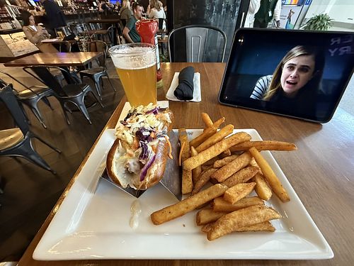 Absolutely delicious. Beer cheese had a creamy texture and mild taste (not like daiya for those who are picky like me). Fries well seasoned and great hazy IPA  at DTW - Atwater Brewery - Gate D24, Concourse D in Detroit