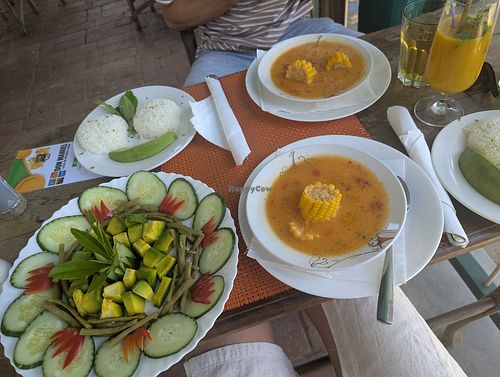 Guiso de maíz y ensalada at Don Manuel Restaurante in Vinales