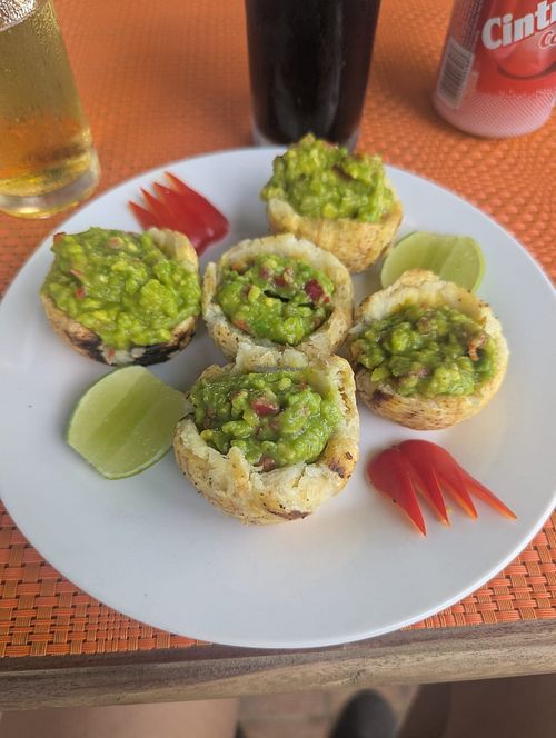 Patacones rellenos de aguacate at Don Manuel Restaurante in Vinales