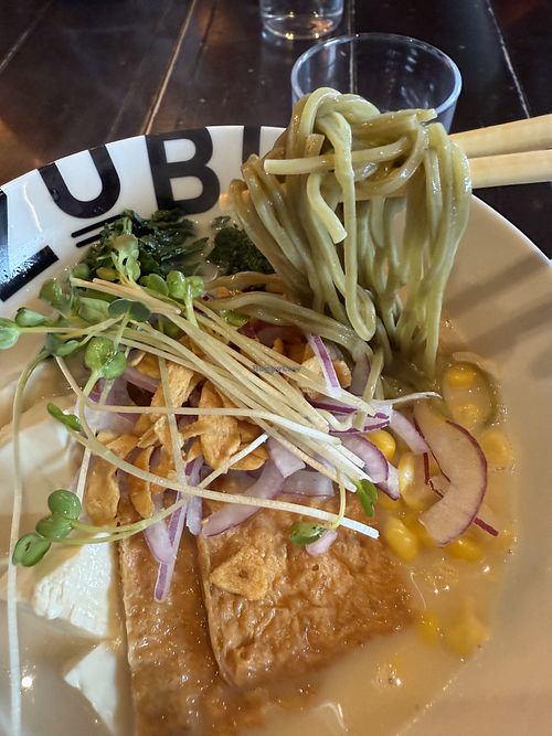 Spicy vegan ramen  at Zubu - Kerrisdale in Vancouver