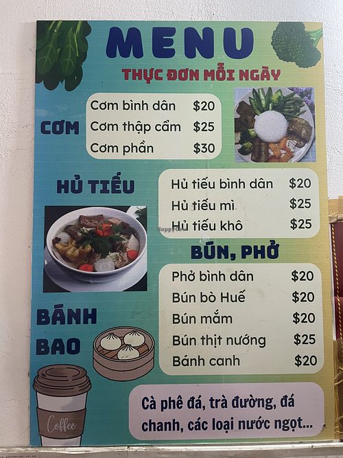 Original menu in Vietnamese   at Quán chay Thanh Nhàn in Tan Phu