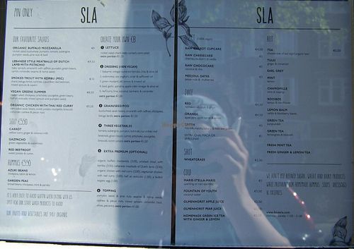 Menu, July 2014 at SLA - Westerstraat in Amsterdam