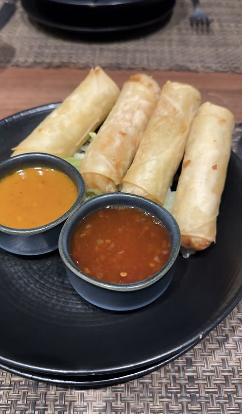 Spring rolls + satay   at Spice I Am  in Worthing