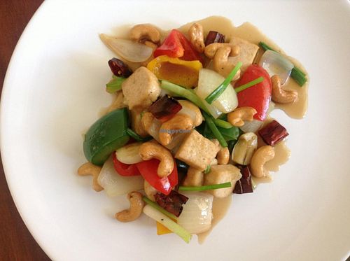 Stir-fried tofu with cashew nuts
 at Kin-Lum Vegetarian in Chiang Mai