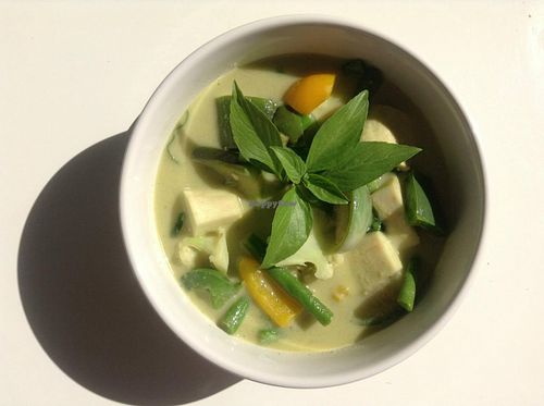 Green curry at Kin-Lum Vegetarian in Chiang Mai