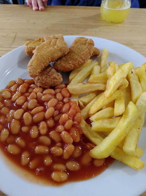 Vegan nuggets, beans and chips for kids (January 2025) at The Animalarium in Ceredigion