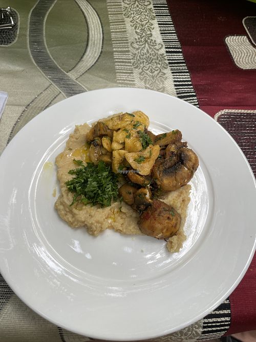 Raw dish: hummus mushrooms and banana😋  at Vegan Riverside Picnic with Chef Vita in Ocho Rios