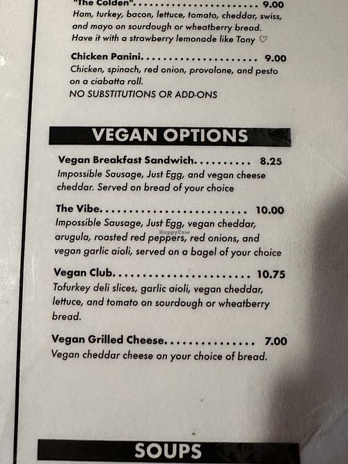 Clearly marked vegan options   at Urban Hang Suite in Richmond