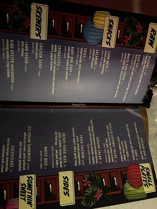 Food menu  at Monkey Thief in New York City