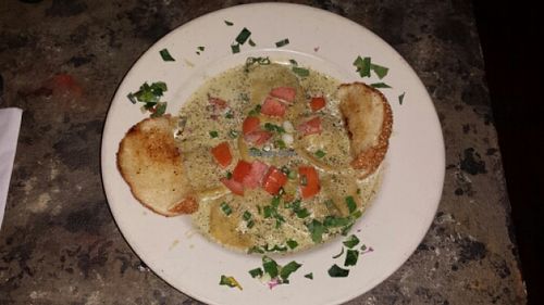 Wild Mushroom Pasta with soy pesto cream sauce. at Pajaro Street Bar and Grill in Salinas