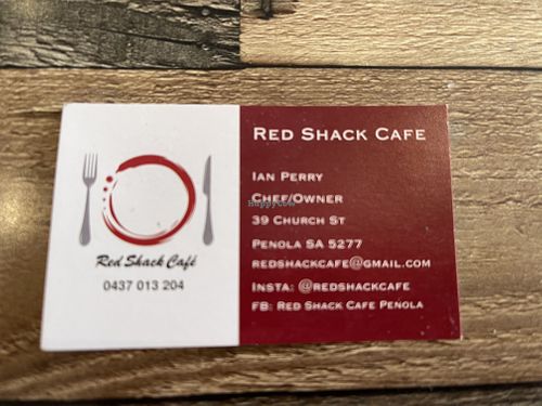 Store information  at Red Shack Cafe in Penola