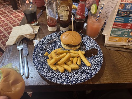 Burger and chips   at The Full Moon  in Dudley