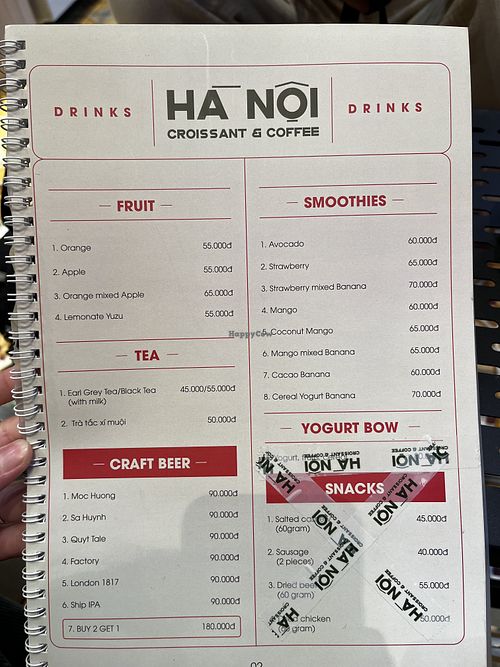 menu  at Hanoi Croissant & Coffee in Hanoi