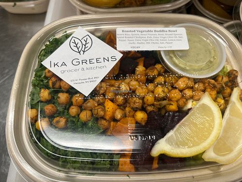 Rotating vegan pre-made meal options available. at Ika Greens  in Mesquite