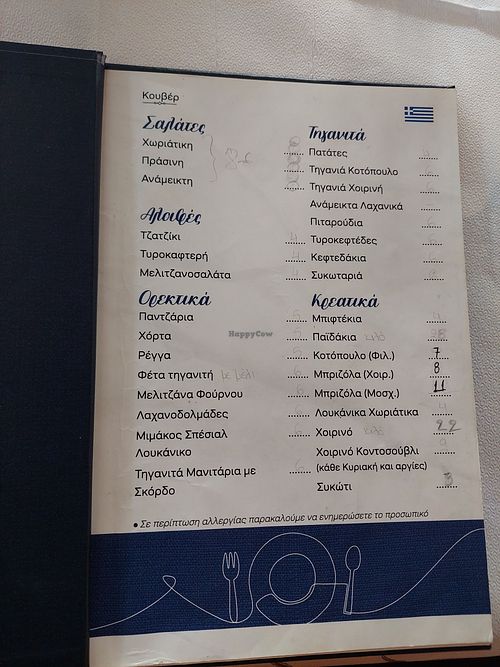 Menu (in Greek but can use translate) at Mimakos Taverna - nunta Vula in Rhodes