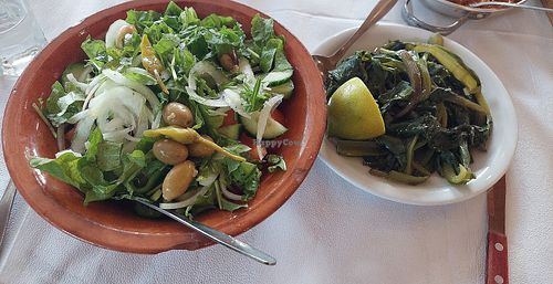 Salad and greens at Mimakos Taverna - nunta Vula in Rhodes
