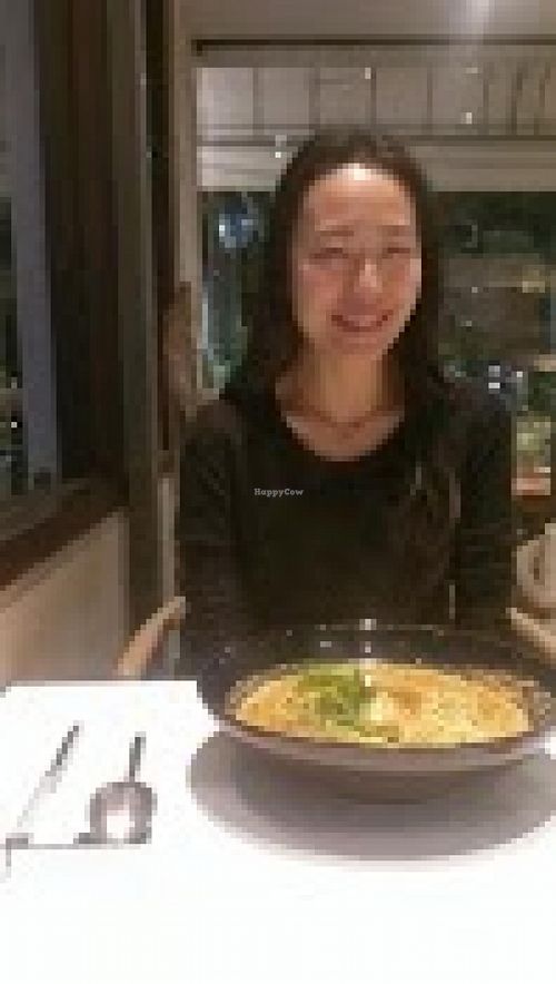 My dear friend takes one for the team and allows herself to be in the picture in hopes that it'll make up for my lousy photography skills.  The noodle soup was delicious! at Tempo Curry in Taipei