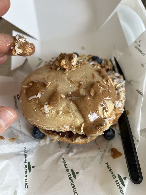 Concha stuffed with ice cream   at Masha Republic in Chihuahua