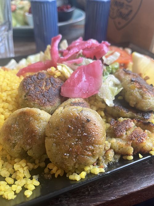 Falafel after being tossed in the pan for one more round.  at Vi går till Marie in Johanneshov