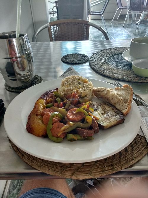 The main dish. at Govinda's in Barranquilla