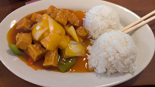 Sweet & sour dish substituted with tofu! at Uncle Nai's in Milford
