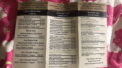 Menu 1  at Crepe N Roll in Wellington Point