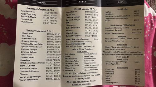 Menu 2  at Crepe N Roll in Wellington Point