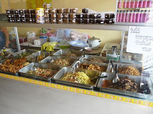 The buffet with ten options and mock meats. at Jay - City Center in Udon Thani