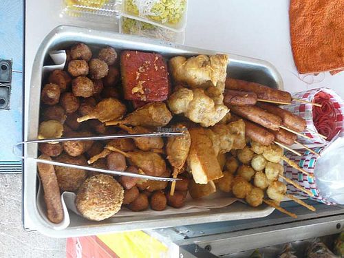 Tray of various fried mock at Jay - Possi Road in Udon Thani