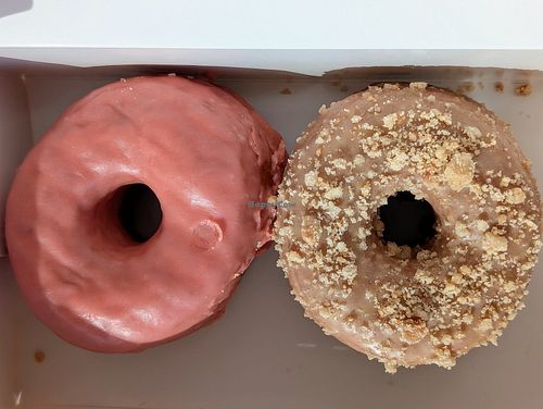 Vegan Chai Cookie Crumble and Strawberry Lime at Doce Donut Co  in Seattle