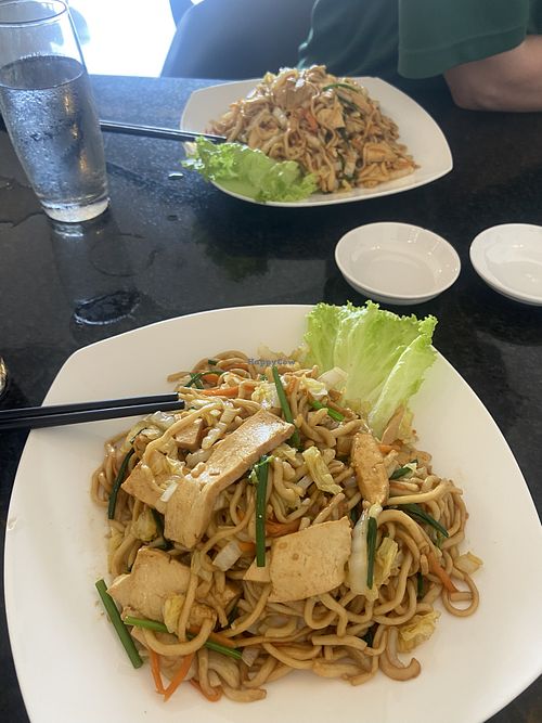 Freshly made noodles with stir fried vegetables and tofu  at Kep Noodles - មីទាញ កែប in Kep