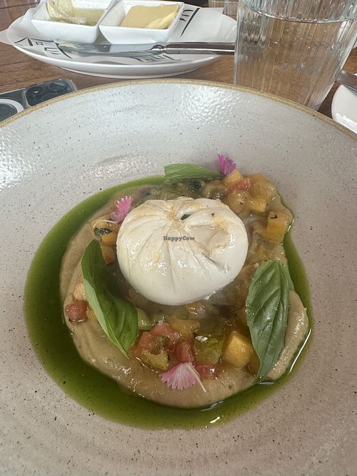 Vegan burrata  at Donovans in St Kilda