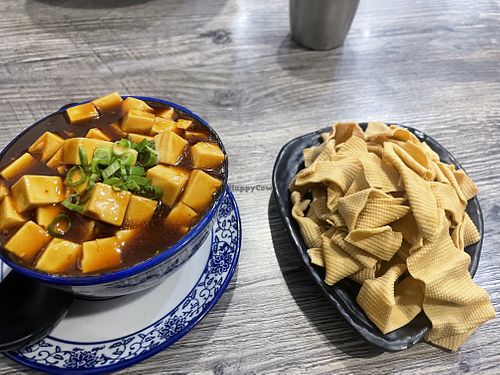 tofu skin salad and tofu mapo  at Lan Noodle in West Hollywood
