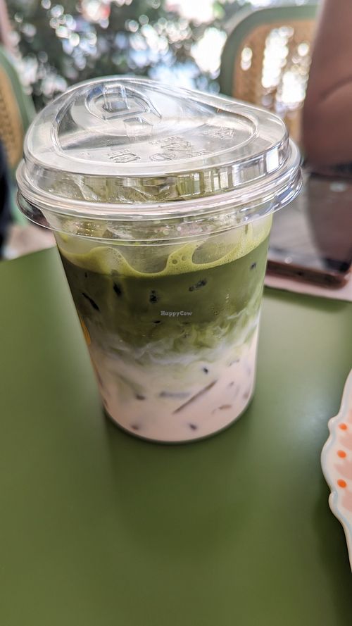 Matcha latte at Kao Niew Moon Savey Mae Nongnut in Bangkok