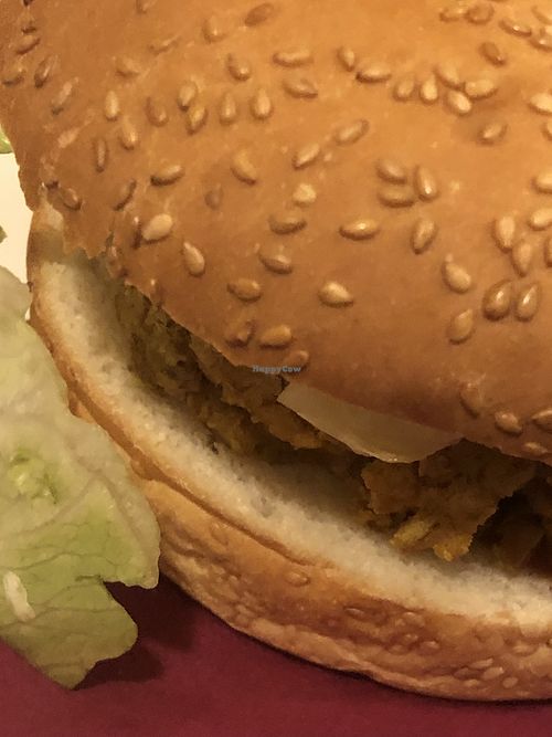 Vegan barley burger  at Connery in Turin