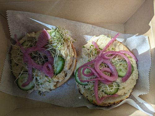 West Coaster on everything bagel at Ace Coffee Co in Cave City