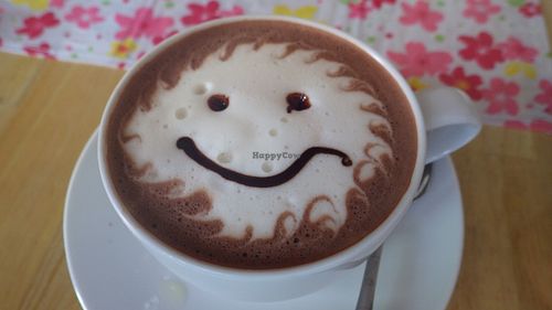 Hazelnut cocoa at Loving Hut in Central Singapore