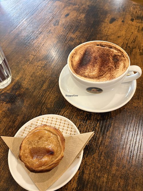 Vegan pastel & cappuccino  at Nata & Co  in Cardiff